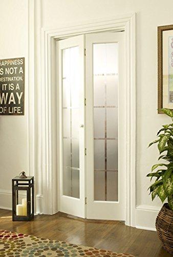 LTL Home Products 80.5'' Solid Wood Glass Painted Bi-Fold Door