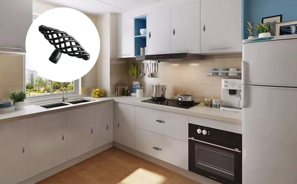 6 Pack Muted Black Birdcage Nest Twist Cabinet Wardrobe Door Handle Drawer Cupboard Kitchen Dresser Pull Single Hole