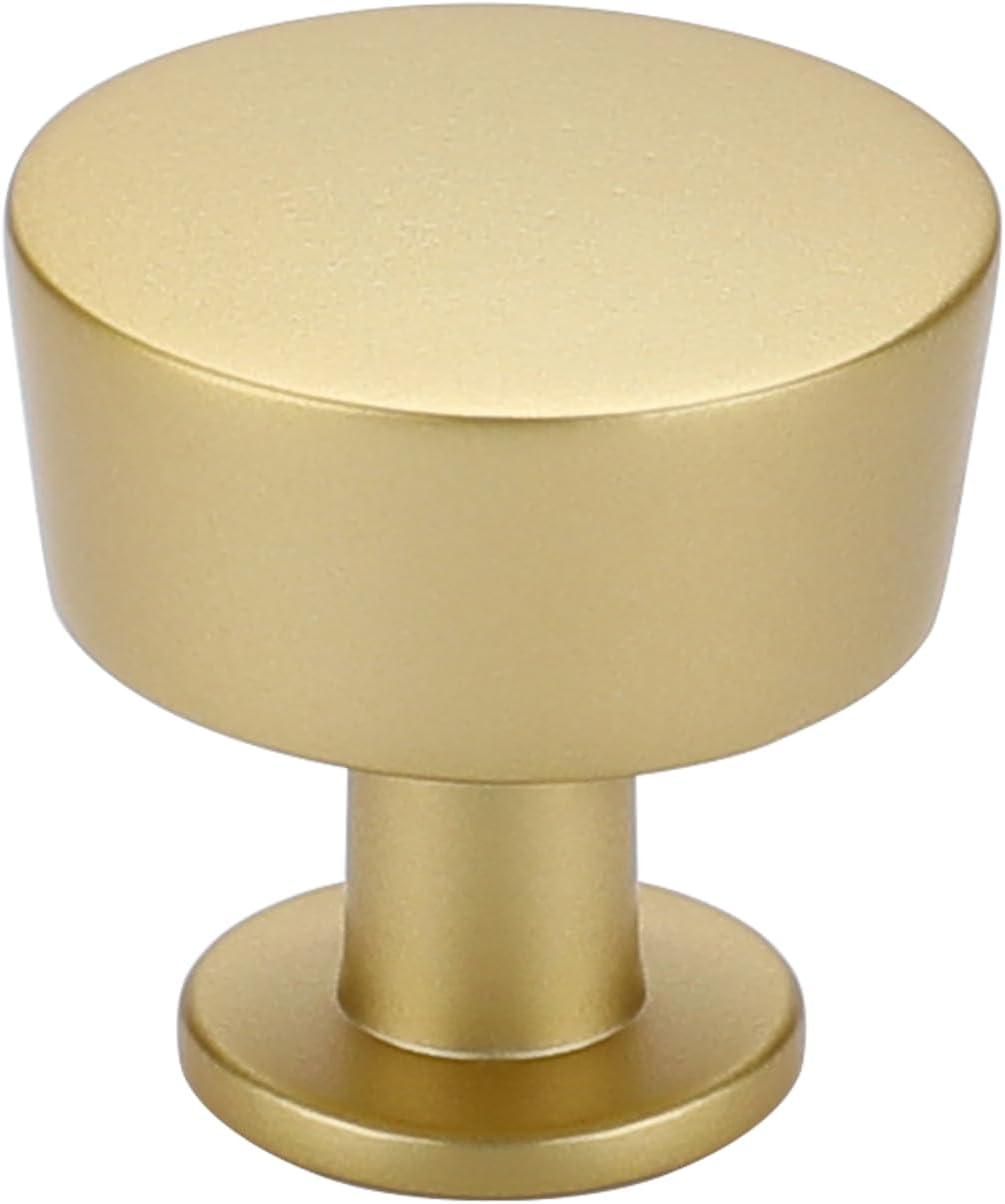 Brushed Brass Round Knurled Cabinet Knob Set