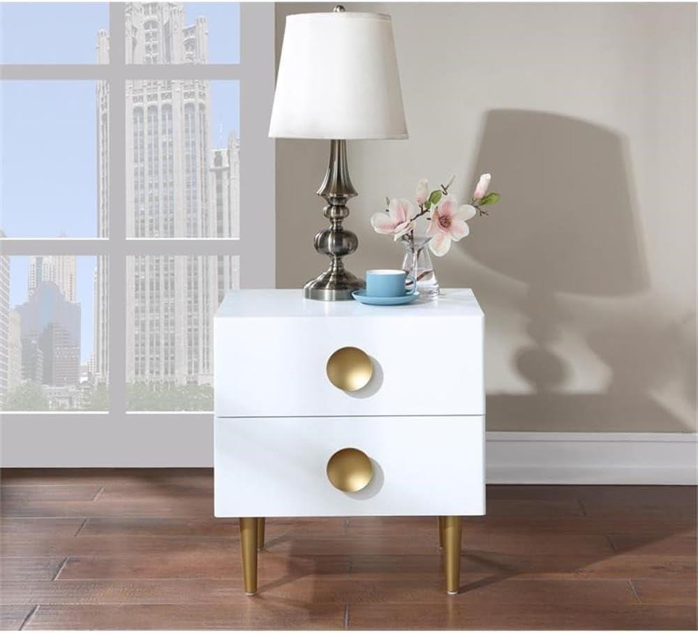 Meridian Furniture Zayne Contemporary Metal Nightstand in Rich White Finish