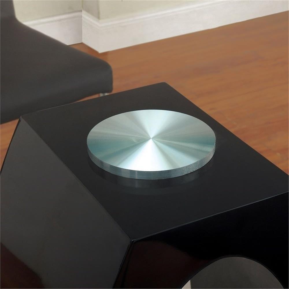 Bowery Hill Wood Contemporary Tempered Glass Top Dining Table in Black