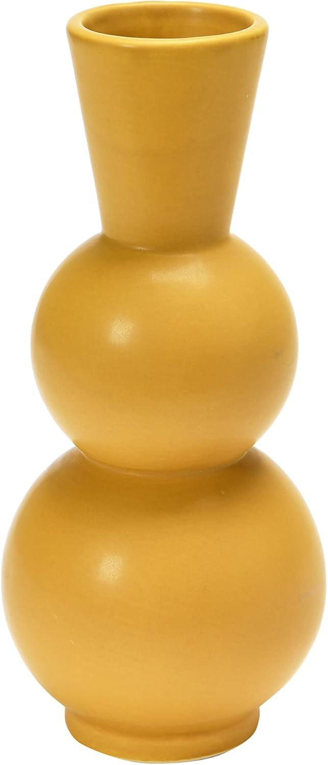 Artistic Mustard Stoneware Vase for Elegant Tabletop Decor