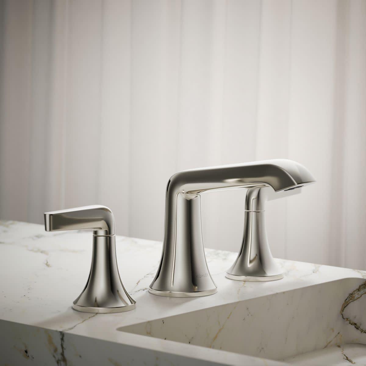 Polished Chrome Widespread Bathroom Faucet with Lever Handles