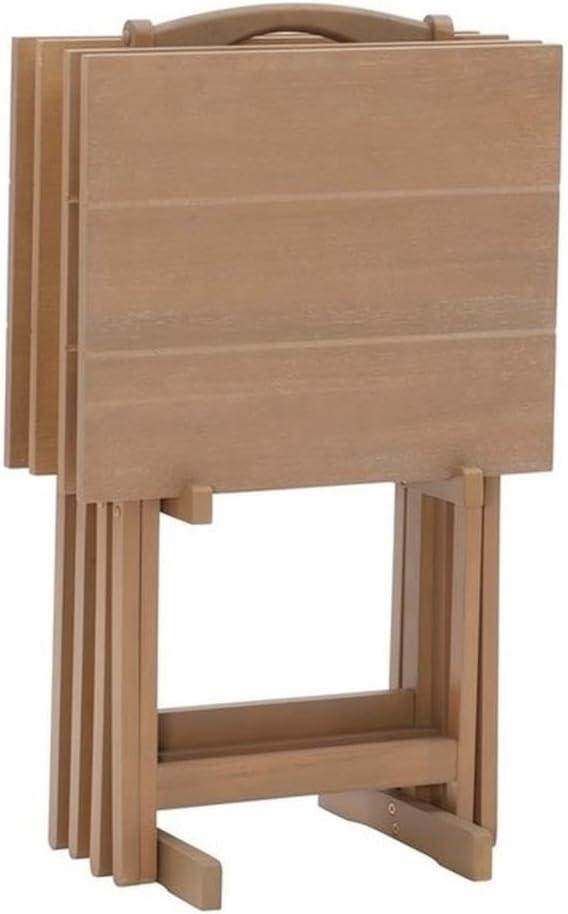 Riverbay Furniture 5-Piece Transitional Wood Tray Table Set in Gray