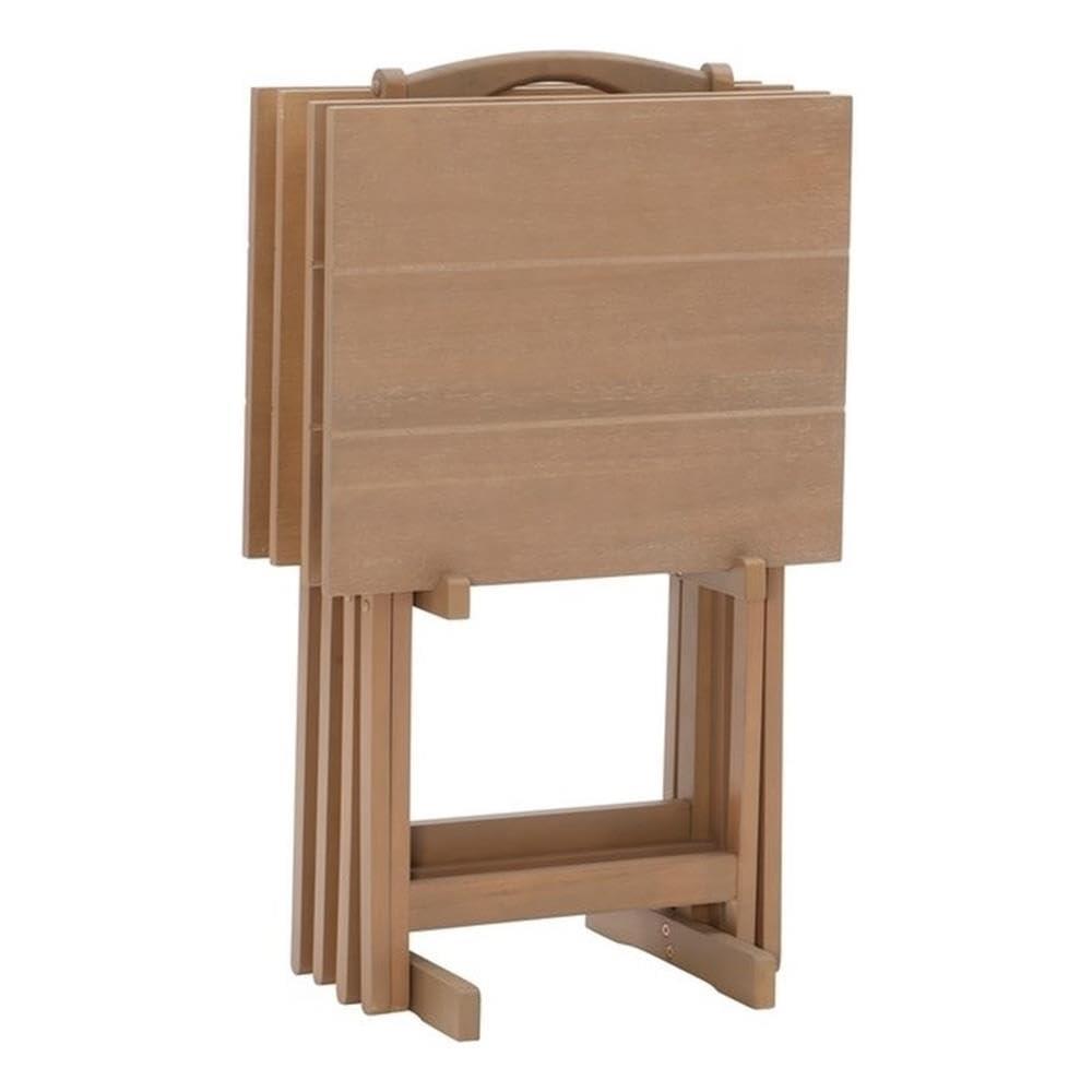 Riverbay Furniture 5-Piece Transitional Wood Tray Table Set in Gray