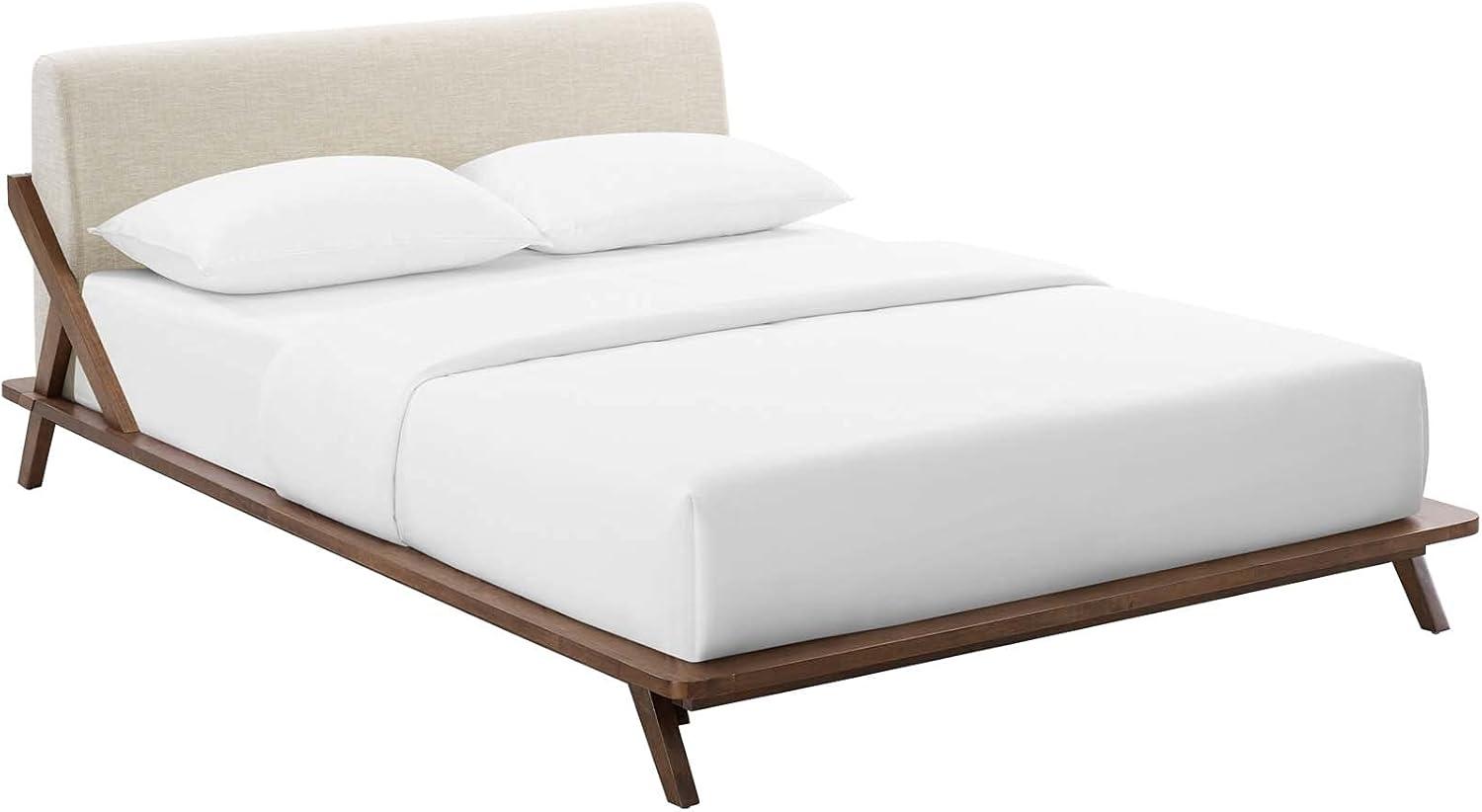 Luella Queen Upholstered Fabric Platform Bed (6047-WAL-BEI)