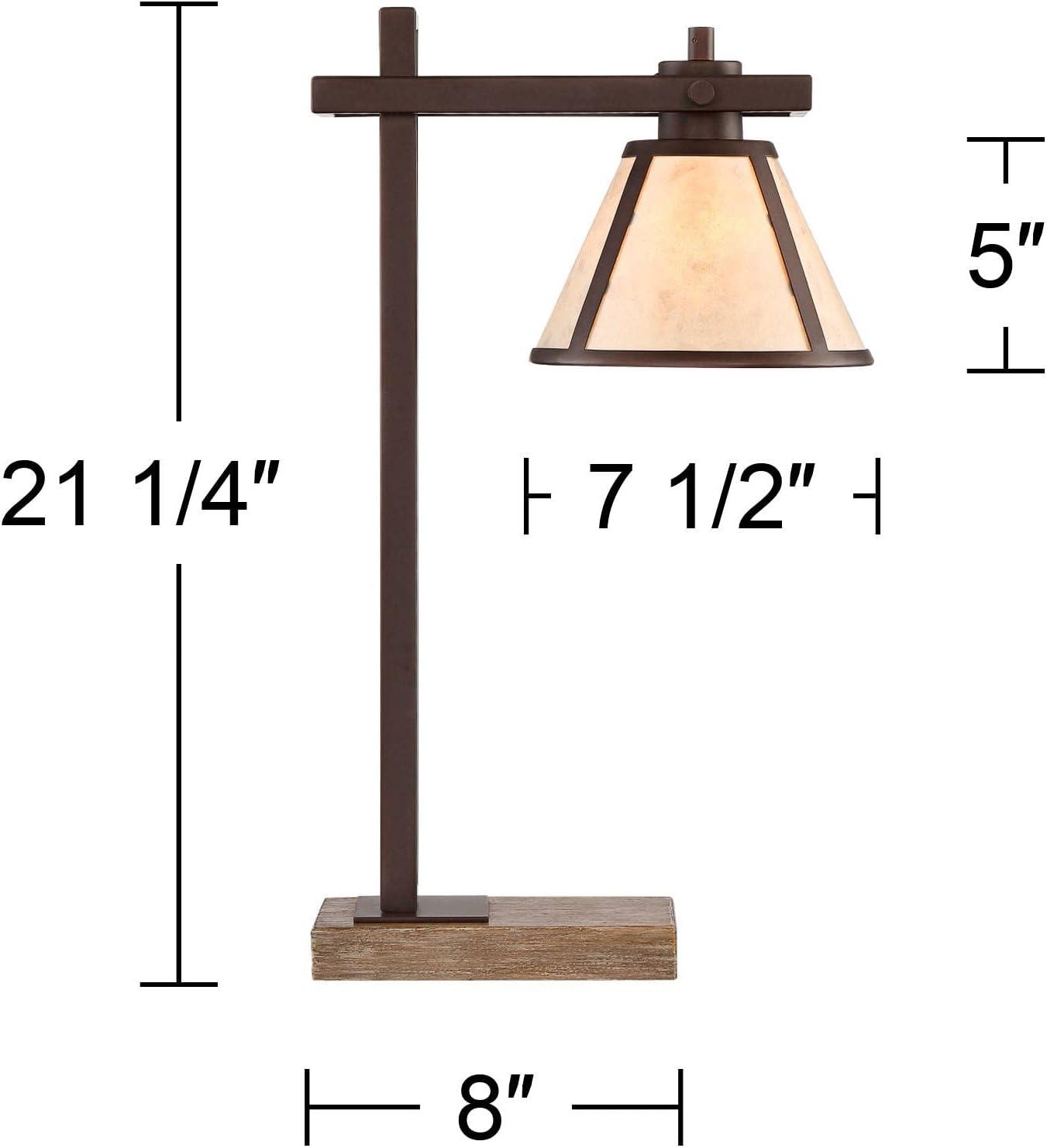 Franklin Iron Works Maricopa Rustic Farmhouse Desk Lamp 21 1/4" High Bronze Metal with USB and AC Power Outlet Mica Shade for Bedroom Living Room Home