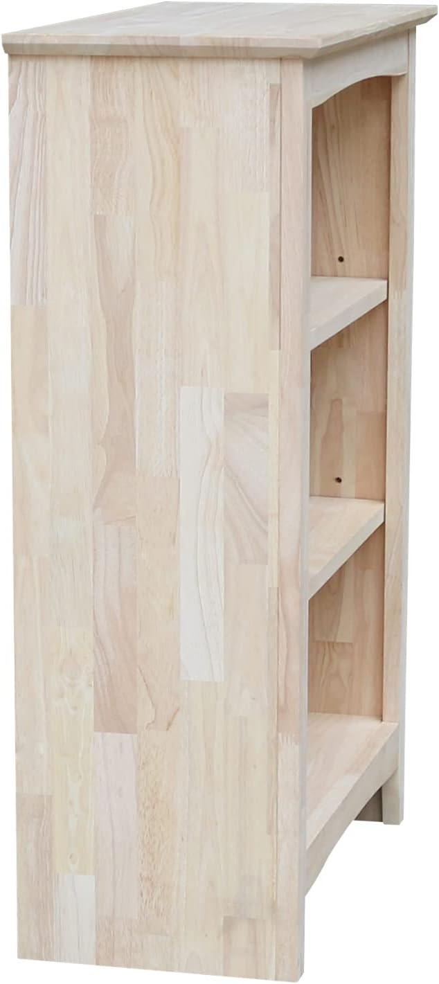 36"x24" Shaker Bookcase Unfinished - International Concepts: Rubberwood Material, 3 Fixed Shelves, Enclosed Back