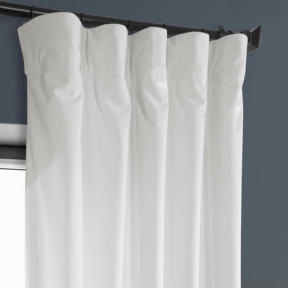 Pillow White Velvet Rod Pocket Room Darkening Curtain - 50 in. W x 108 in. L Single Panel Window Velvet Curtain
