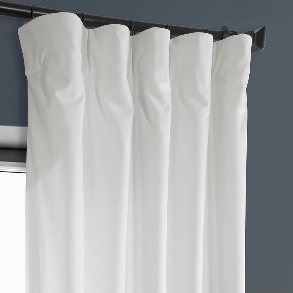 Pillow White Velvet Rod Pocket Room Darkening Curtain - 50 in. W x 108 in. L Single Panel Window Velvet Curtain