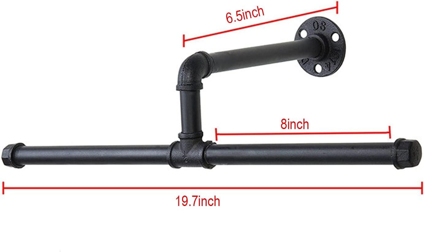 Black Industrial Pipe Wall-Mounted Clothes Rack