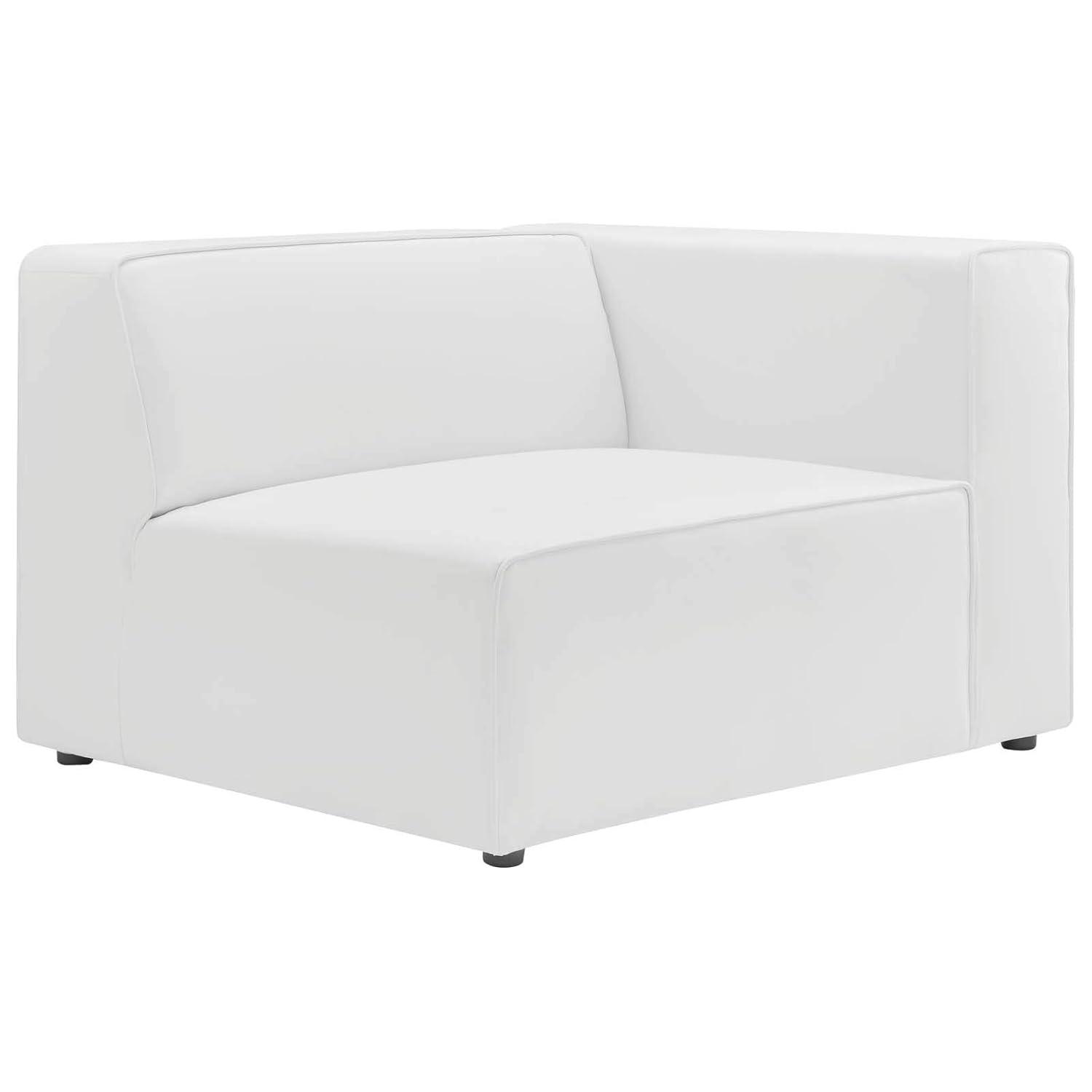 Modway Mingle Vegan Leather Right Armchair White: Modern Faux Leather, No Assembly, Wood Frame