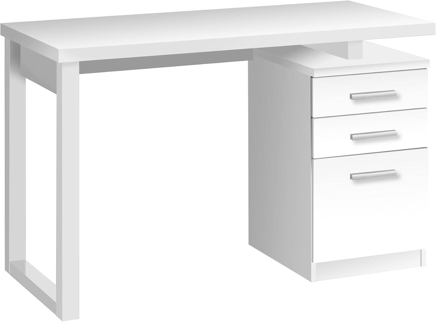 Monarch Specialties Computer Desk Home Office Laptop Left Right Set-Up Storage Drawers 48InchL Work Laminate White Contemporary Modern