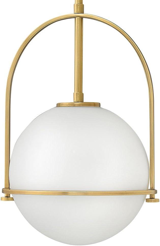 Heritage Brass Etched Opal Glass Globe Pendant Light