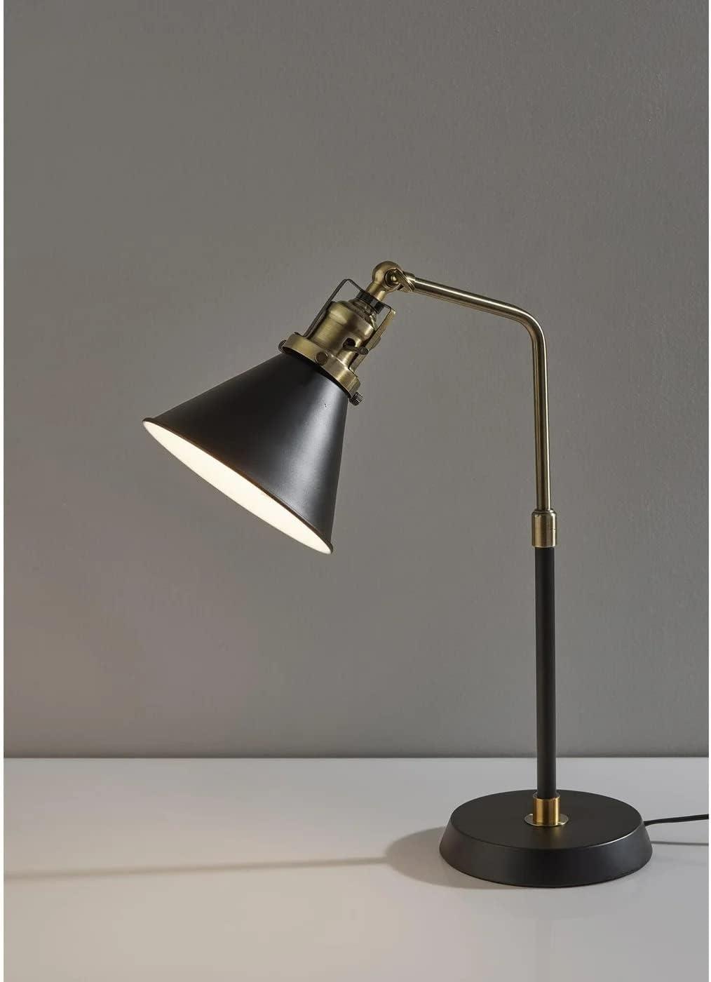 Simplee Adesso Arthur Desk Lamp Black & Antique Brass Metal