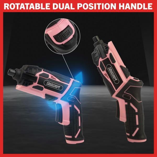 Stalwart 45pc 4V Cordless Screwdriver Set, Pink