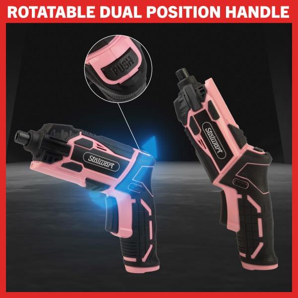 Stalwart 45pc 4V Cordless Screwdriver Set, Pink