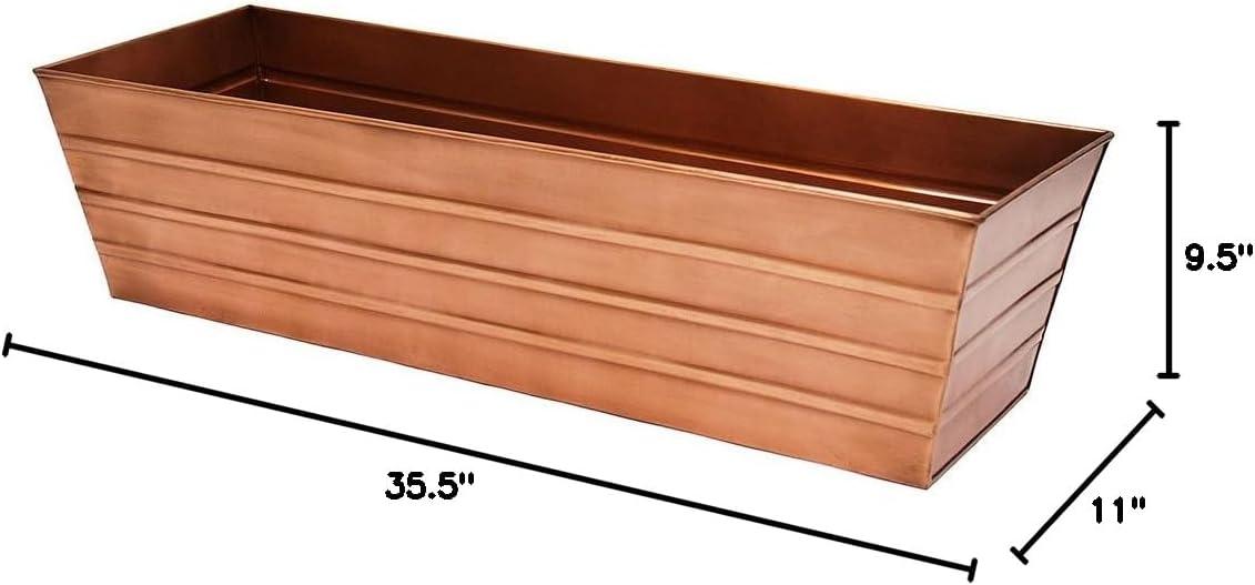 Large Copper Plated Steel Window Flower Box Planter