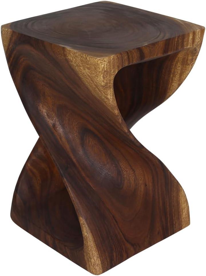 Haussmann® Wood Twist End Table 15 x 15 x 23 inch High Walnut Oil