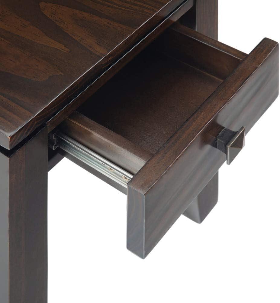 Simpli Home Cosmopolitan Solid Wood Narrow End Table in Mahogany Brown