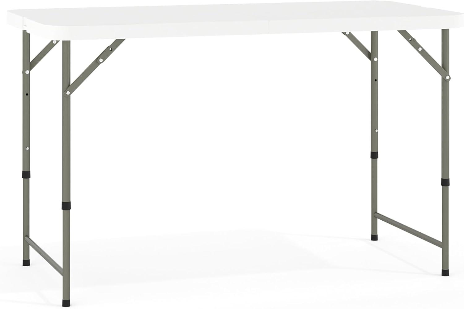 4' Rectangular Height Adjustable Indoor/Outdoor Plastic Folding Event Table, White