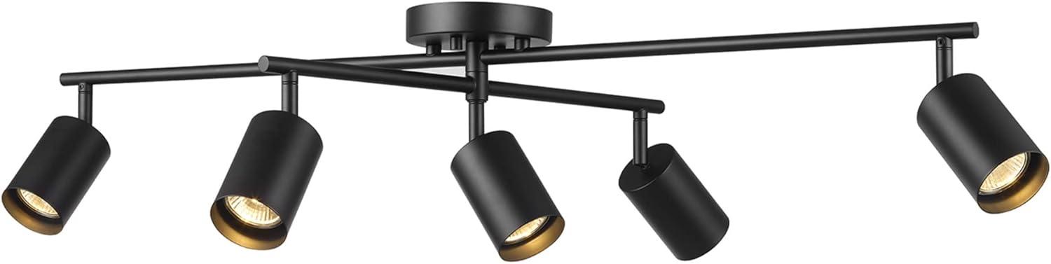 Matte Black 5-Light Swivel Track Ceiling Light