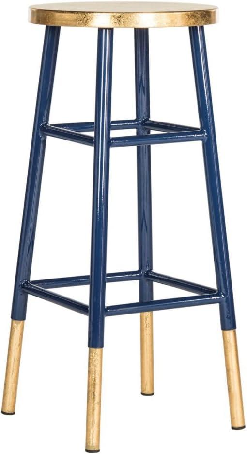 Emery Dipped Gold Leaf Bar Stool - FOX3230 - Navy/Gold - Safavieh Couture