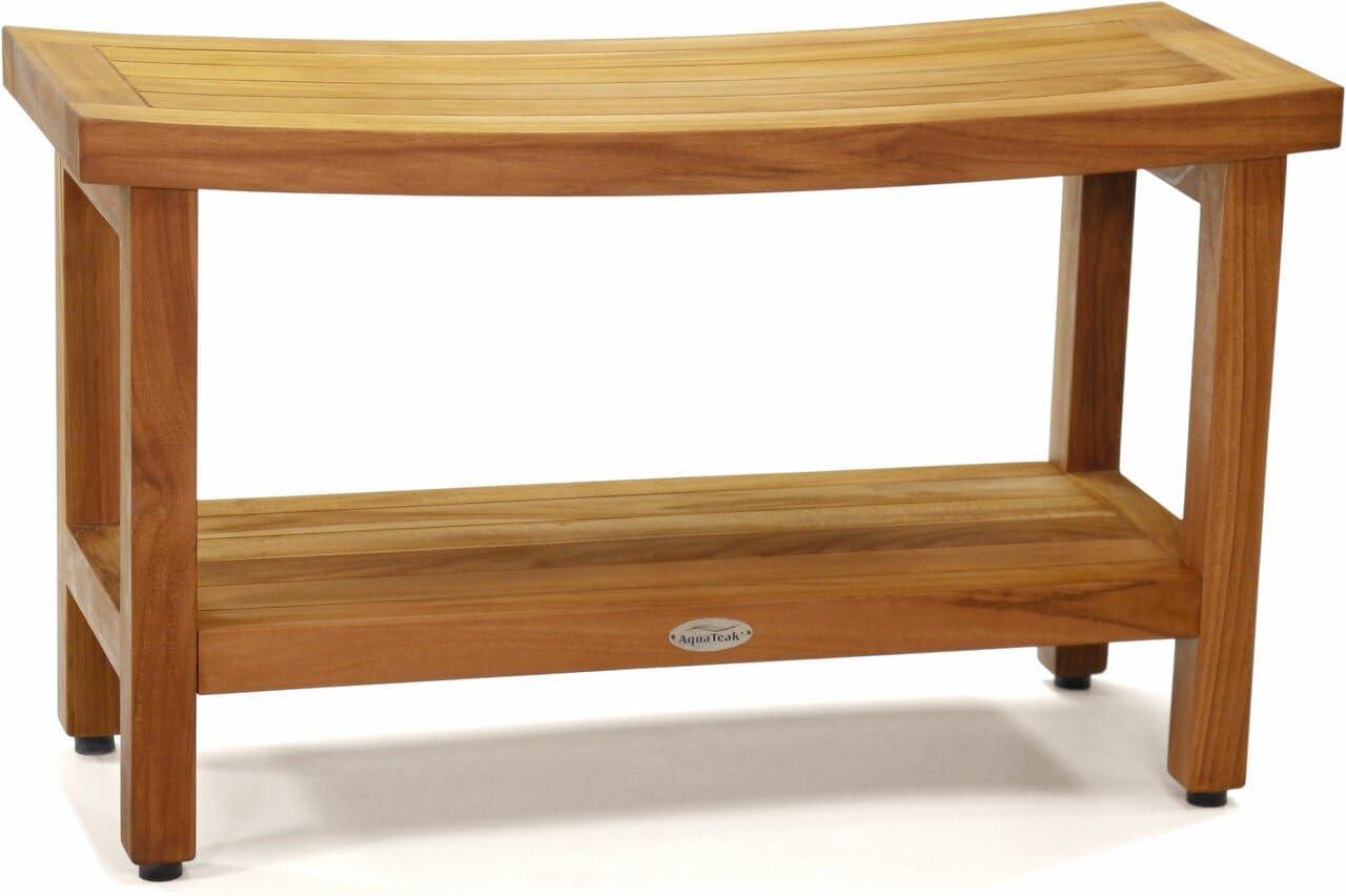 Sumba 30" Teak Shower Bench with Storage Shelf