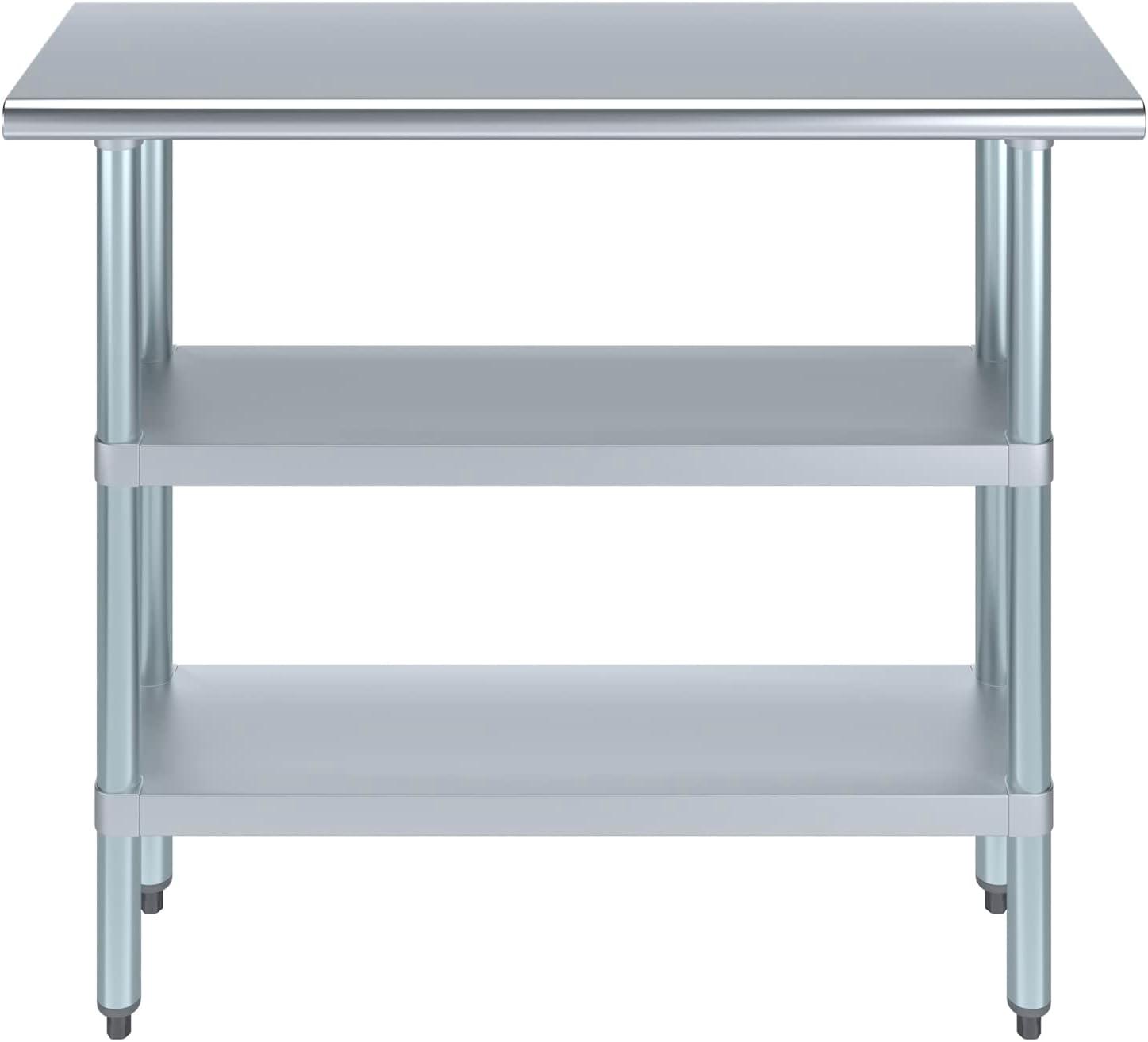 Stainless Steel Work Table with 2 Shelves