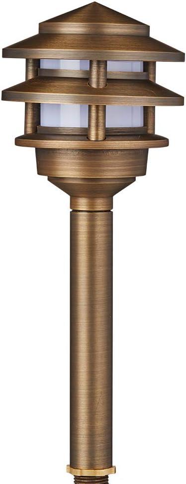 VOLT 3-Tier Brass Pagoda Path Light with LED Bulb