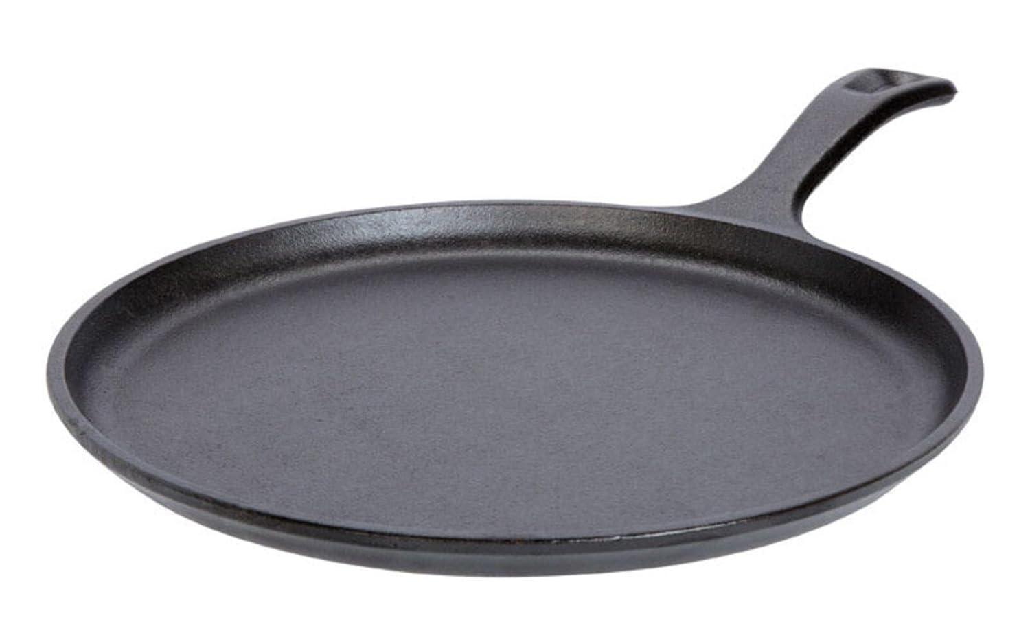 Lodge 10.5" Cast Iron Griddle: Preseasoned Nonstick Crepe Pan, Smooth Surface & Gas Compatible, Hand Wash, Black