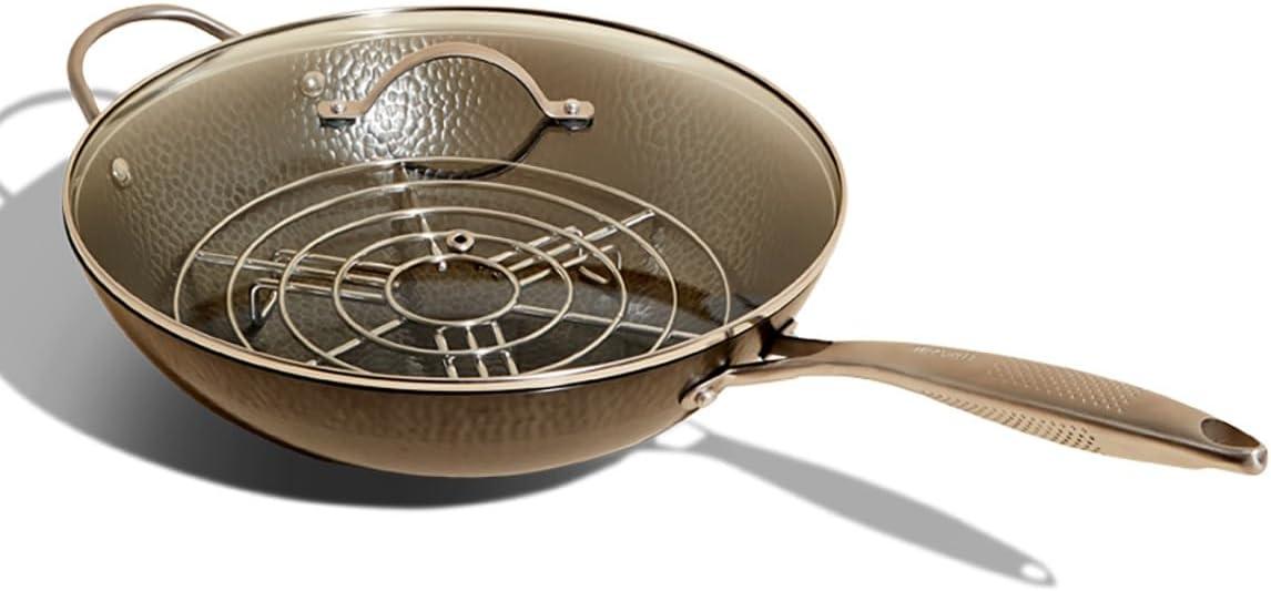 Milk Street 3-Piece 13-Inch Wok Body, Hammered Carbon Steel Flat Bottom Wok, Ideal for Stovetop Cooking