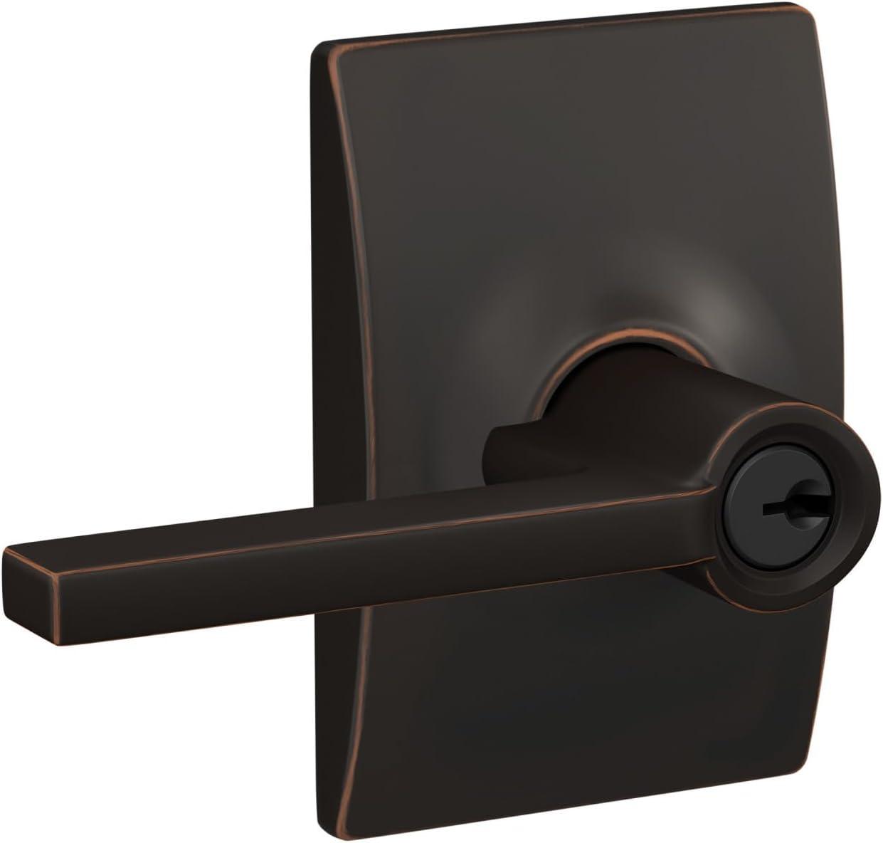 SCHLAGE F51A LAT 716 CEN Latitude Lever with Century Trim Keyed Entry Lock, Aged Bronze