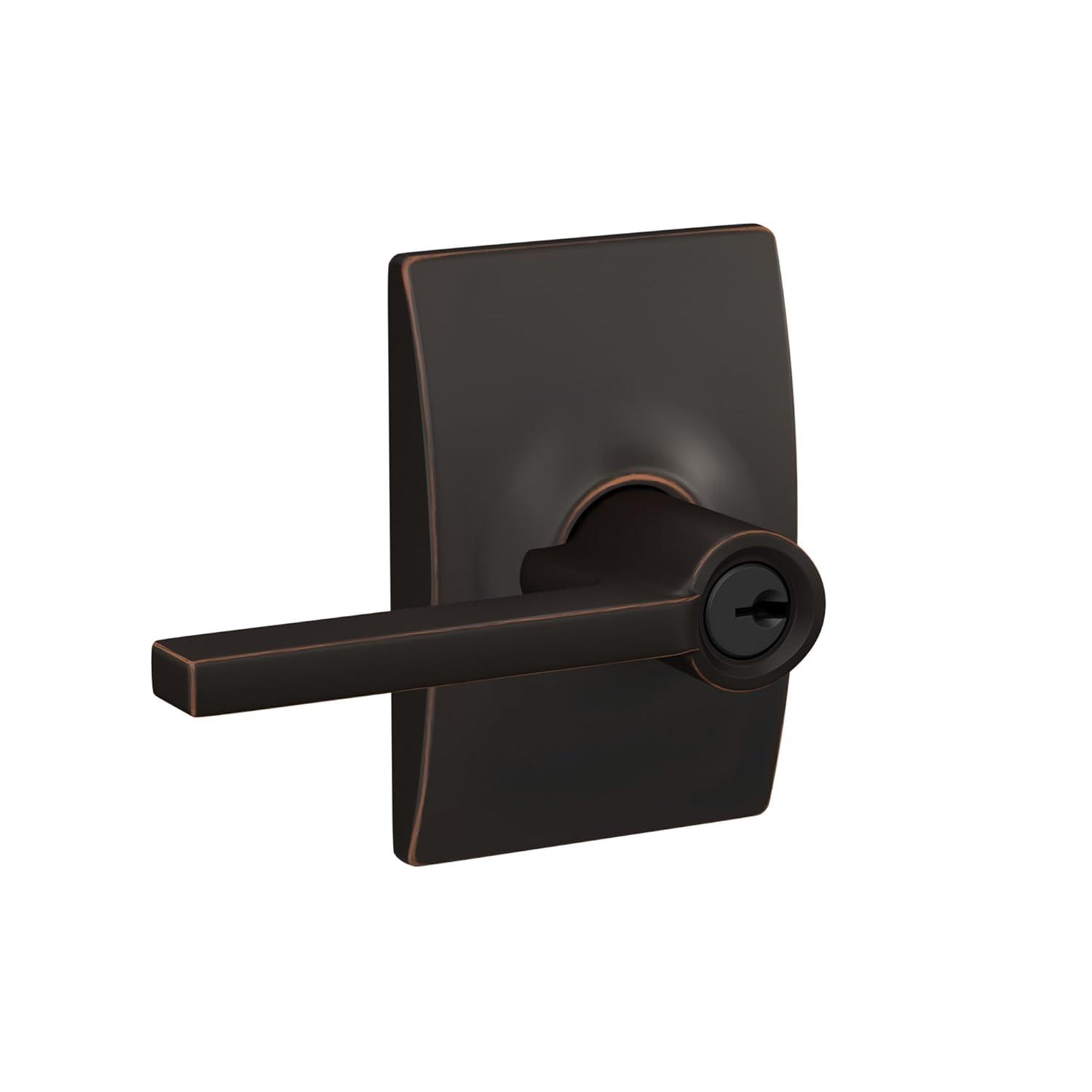 SCHLAGE F51A LAT 716 CEN Latitude Lever with Century Trim Keyed Entry Lock, Aged Bronze