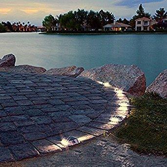 Solar Deck Lights 4 Pack LED Dock Lights Solar Driveway Lights for Walkway, Stair and Step Cast Aluminum