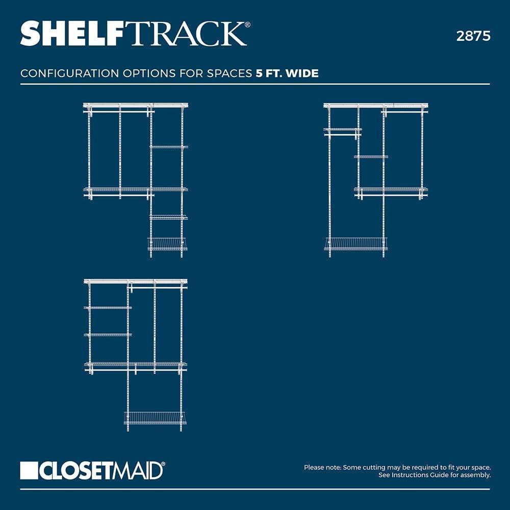 ShelfTrack 60" W - 96" W Closet System Starter Kit