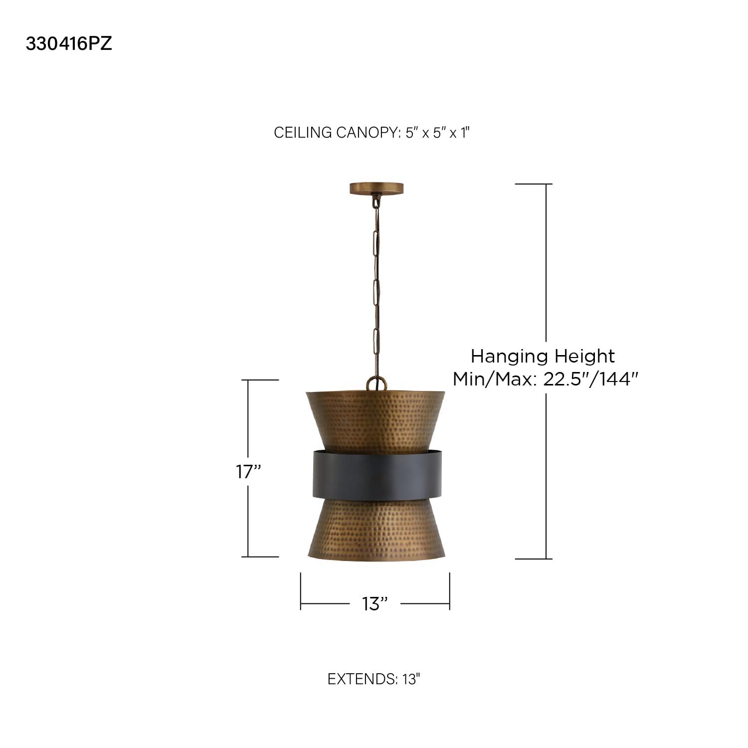 Capital Lighting Loren 1 - Light Pendant in  Patinaed Brass/Dark Zinc