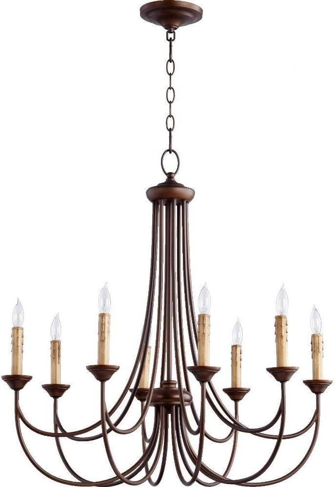 Quorum Lighting Brooks 8-Light Chandelier, Oiled Bronze, 8 Bulbs, 28.75 Width, 30 Height