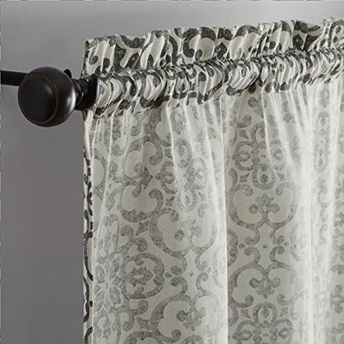 Gray Light-Filtering Cotton Polyester Rod Pocket Curtains, 84" x 28", 2-Pack