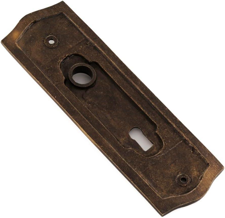 Renovators Supply Door Back Plate Brass 7 1/4" Escutcheon Cover Ornate Doorplate in Antique Brass Finish w/Keyhole