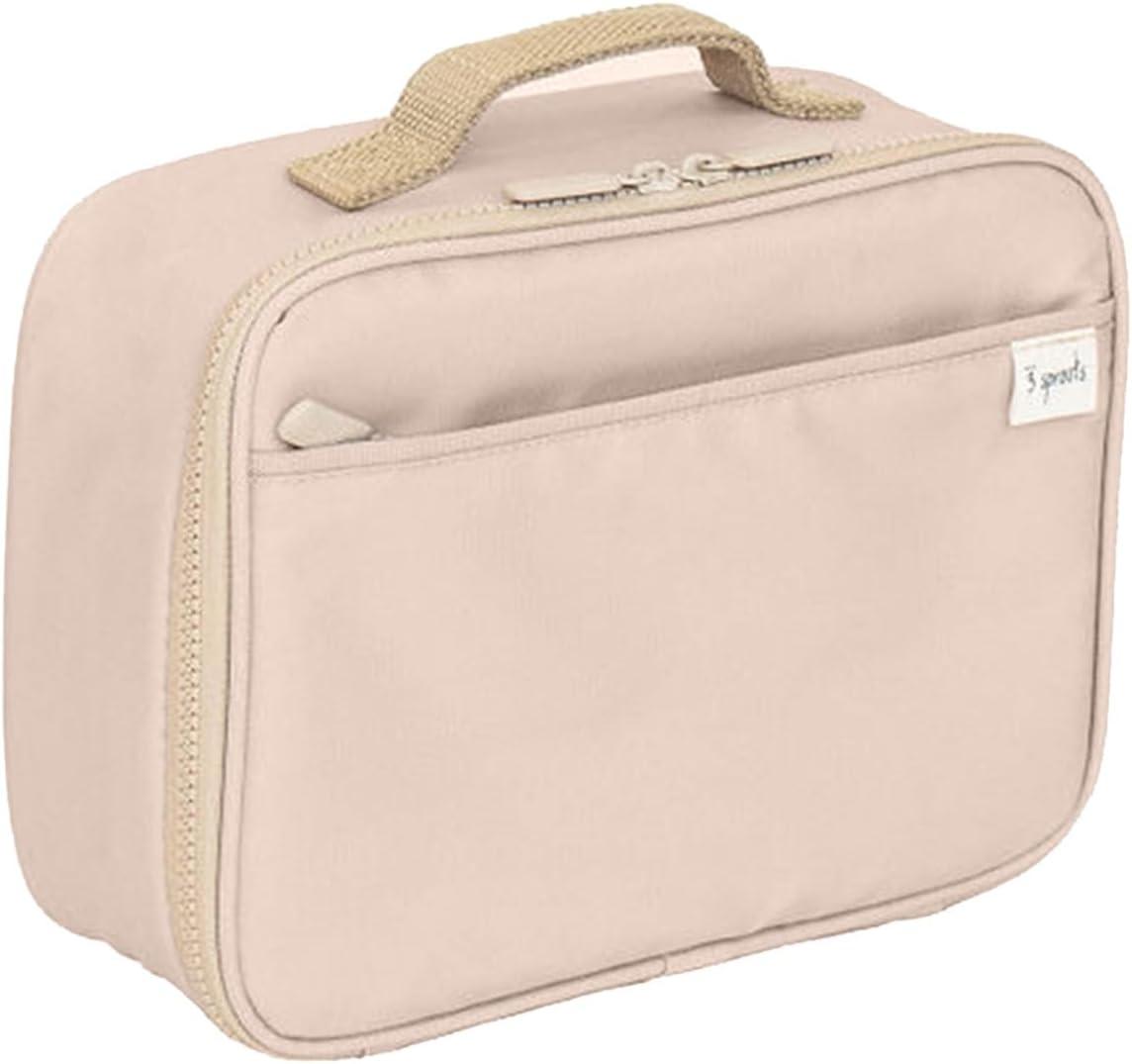 3 Sprouts Recycled Fabric Kids Lunch Bag in Taupe – Insulated, Water-Resistant for Children Ages 3+