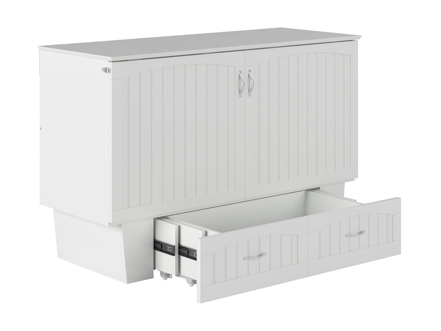 Queen Nantucket Murphy Bed Chest USB Turbo Charger White - AFI