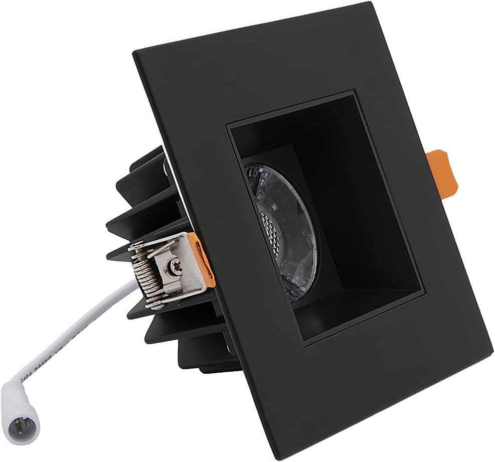 Maxxima 4 in. Slim Square Recessed Anti-Glare LED Downlight, Black, Canless IC Rated, 1050 Lumens, 5 CCT 2700K-5000K