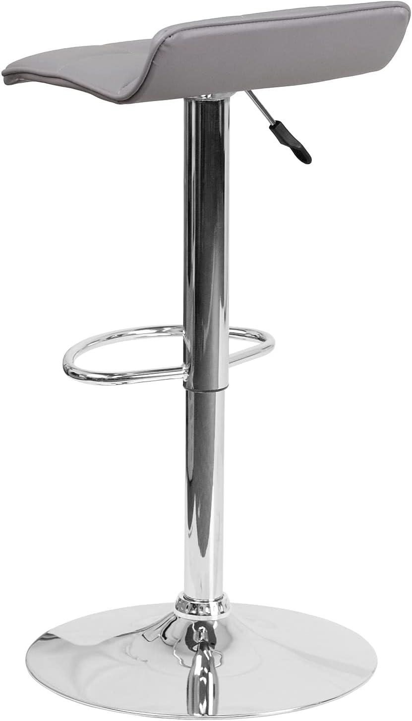 Flash Furniture Contemporary Black Vinyl Adjustable Height Barstool with Quilted Wave Seat and Chrome Base