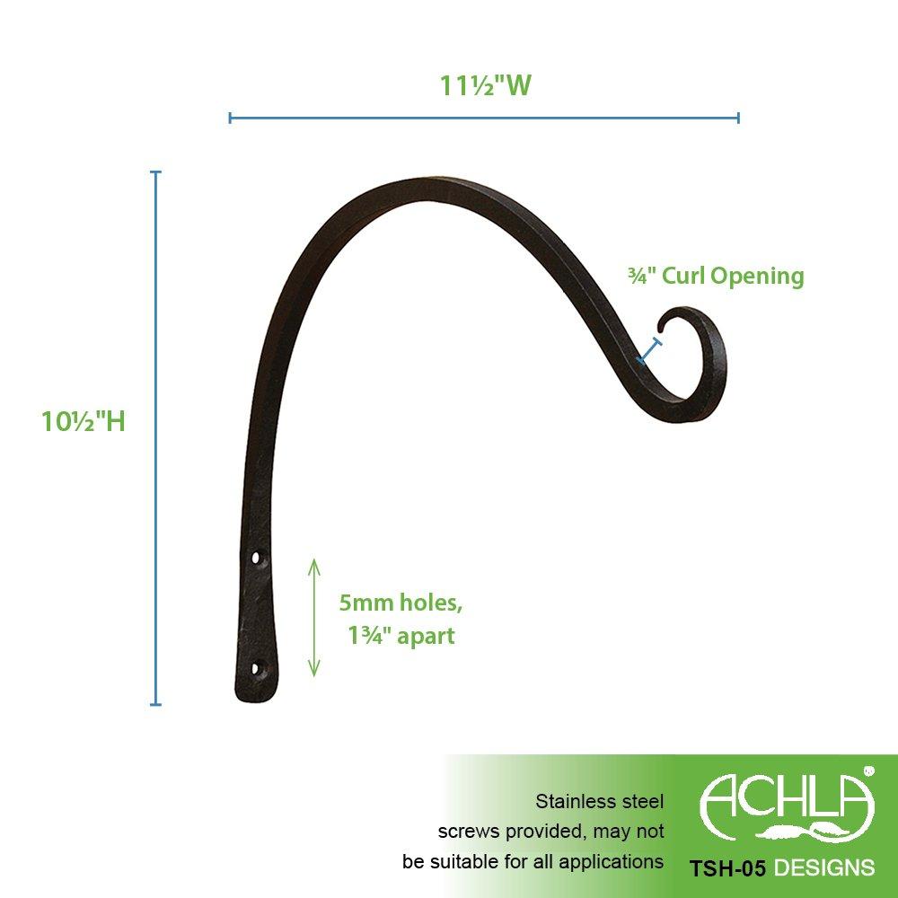 Panacea 12 In. Black Powder-Coated Curved Wrought Iron Hanging Plant Bracket