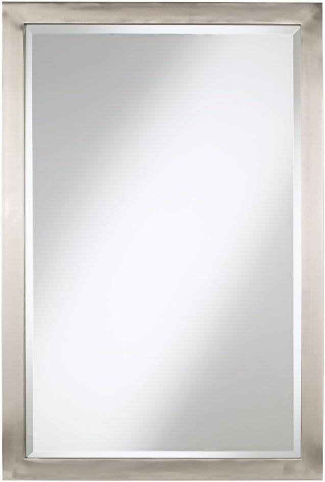 Possini Euro Design Metzeo Rectangular Vanity Wall Mirror Modern Beveled Glass Brushed Nickel Metal Frame 33" Wide for Bathroom Bedroom Home Entryway