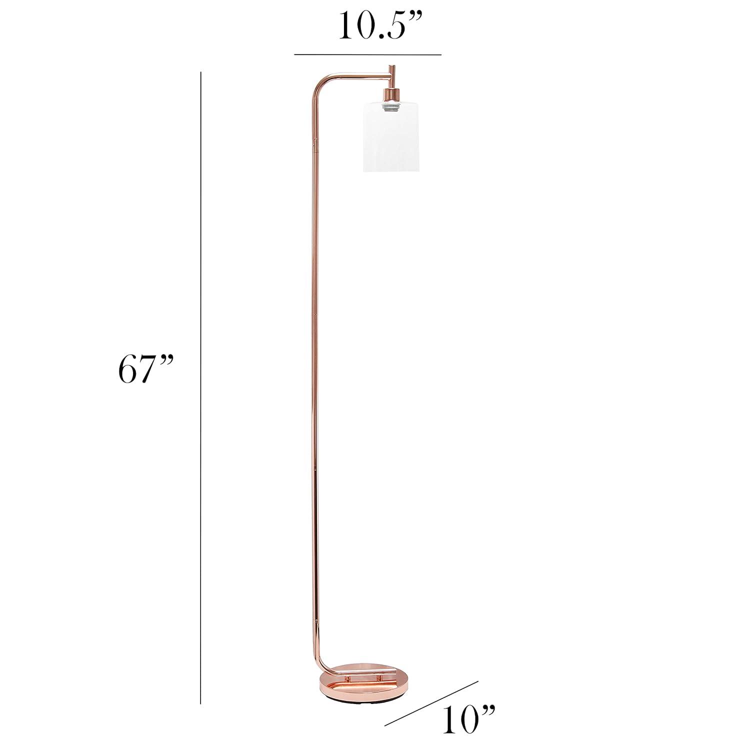 Iron Lantern Floor Lamp with Glass Shade Pink - Simple Designs: ETL Listed, Metal Base, Cylinder Shade