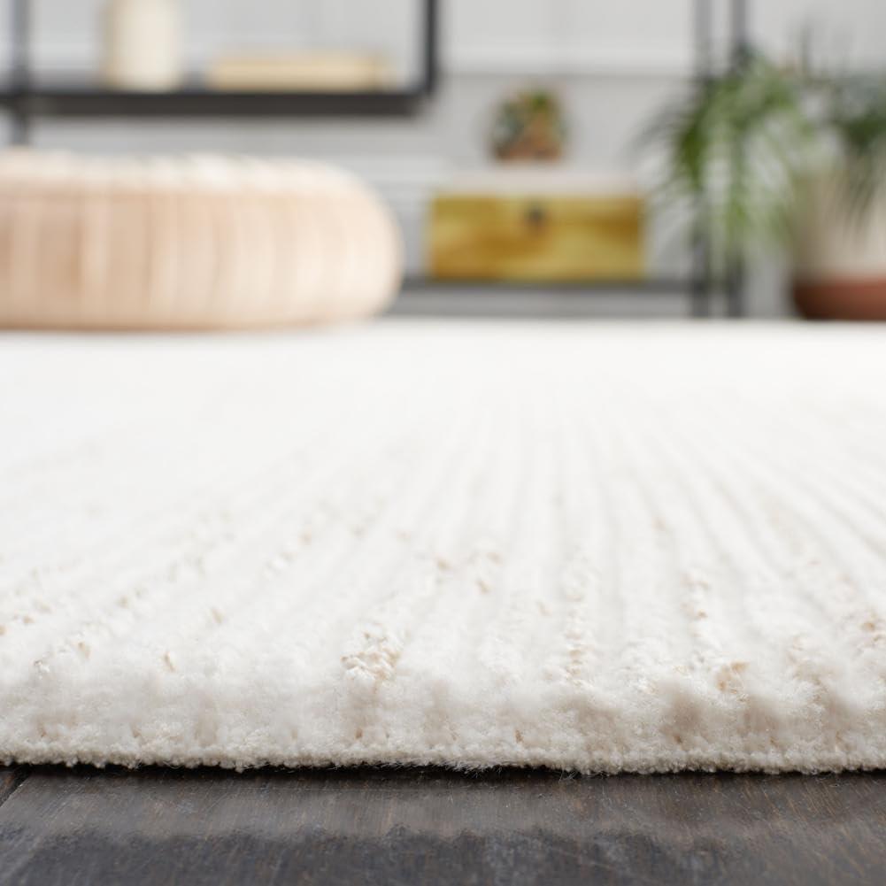 Ivory Beige 9' x 12' Synthetic Easy Care Area Rug