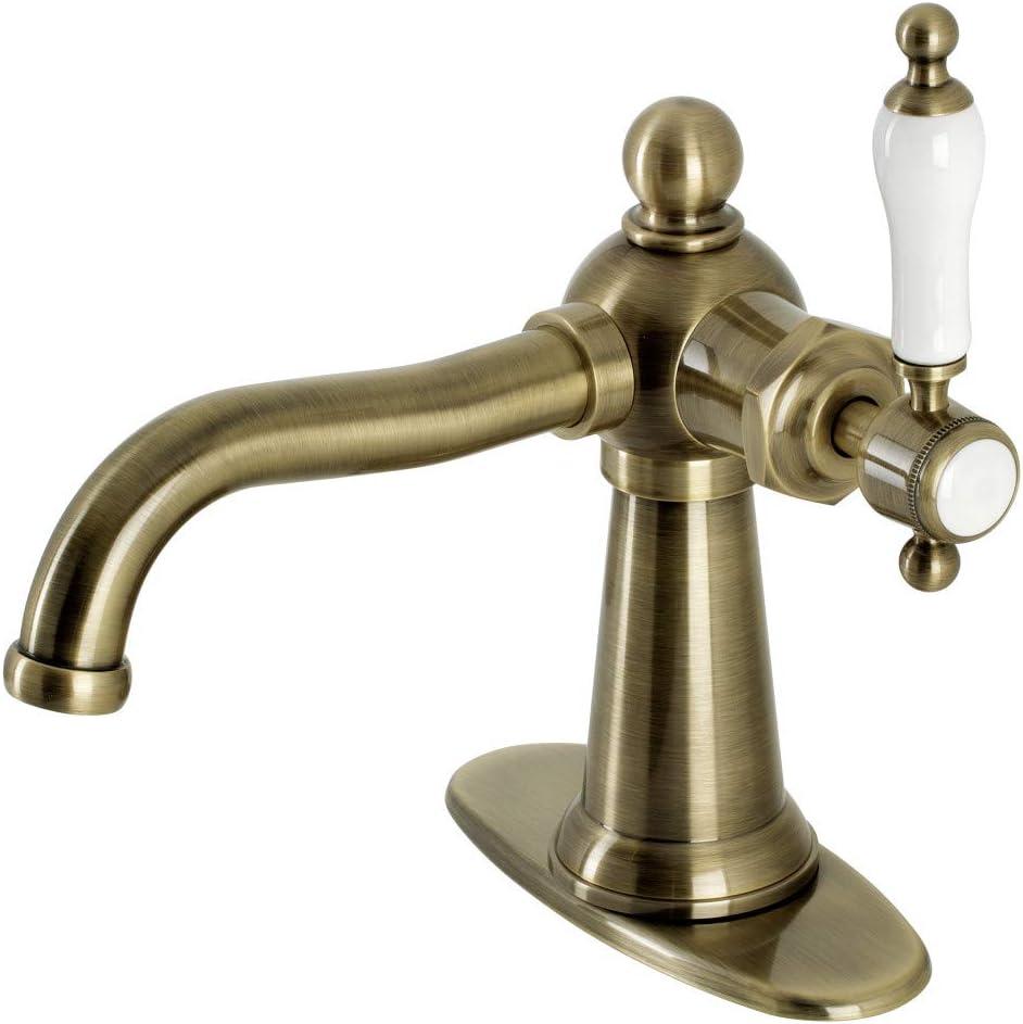 Kingston Brass Nautical Single-Handle 1-Hole Deck Mount Bathroom Faucet with Push Pop-Up and Deck Plate