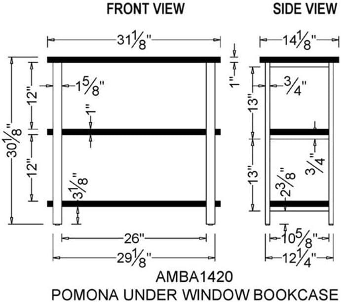 31" Pomona 2 Shelf Bookshelf Metal and Solid Wood Natural - Alaterre Furniture